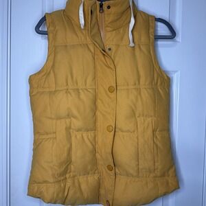 🧡 Mustard Yellow Puffer Vest with Detachable Hoodie | 2-in-1 Layering